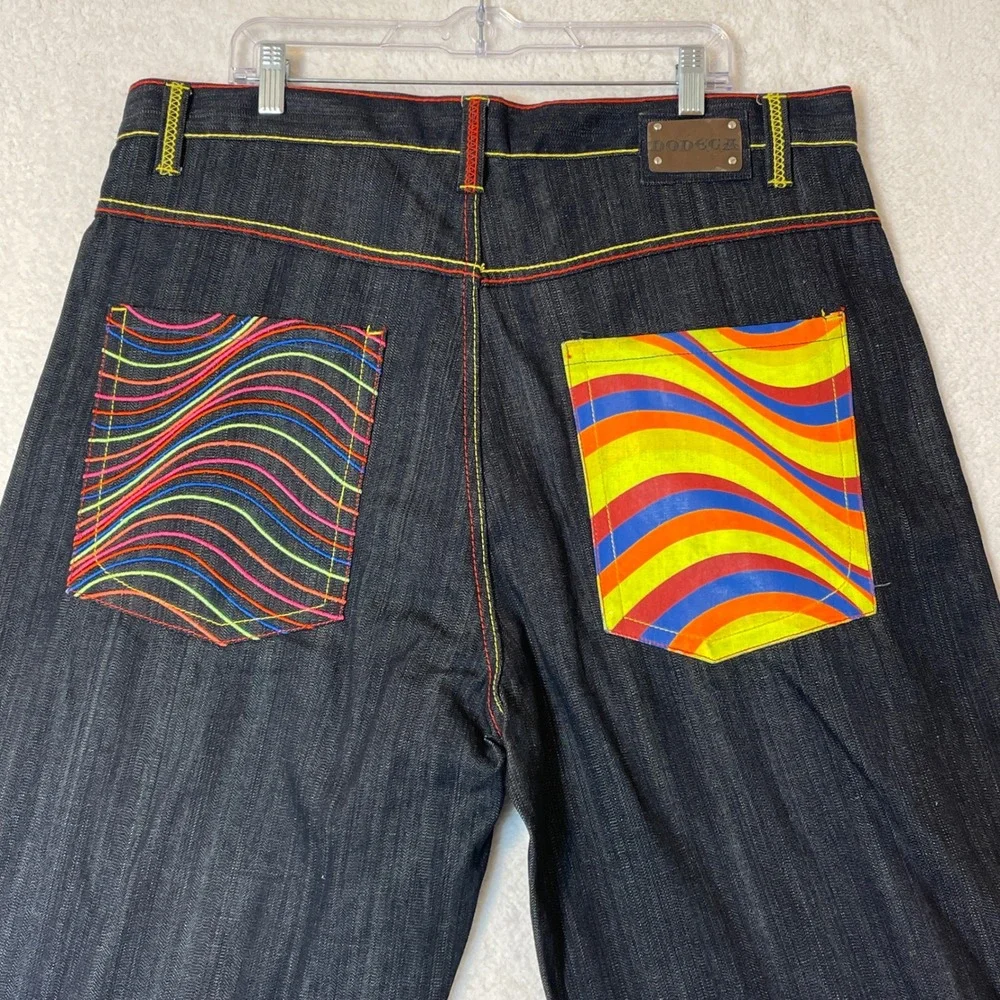 Dodeca Genuine Jeans Mens 40x34 Dark Wash Baggy Wide Leg Y2K Hip Hop Streetwear